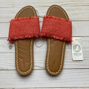 Universal Thread Women's Tropical Red Wicker Fringe Sandals Sz 9.5 NWT